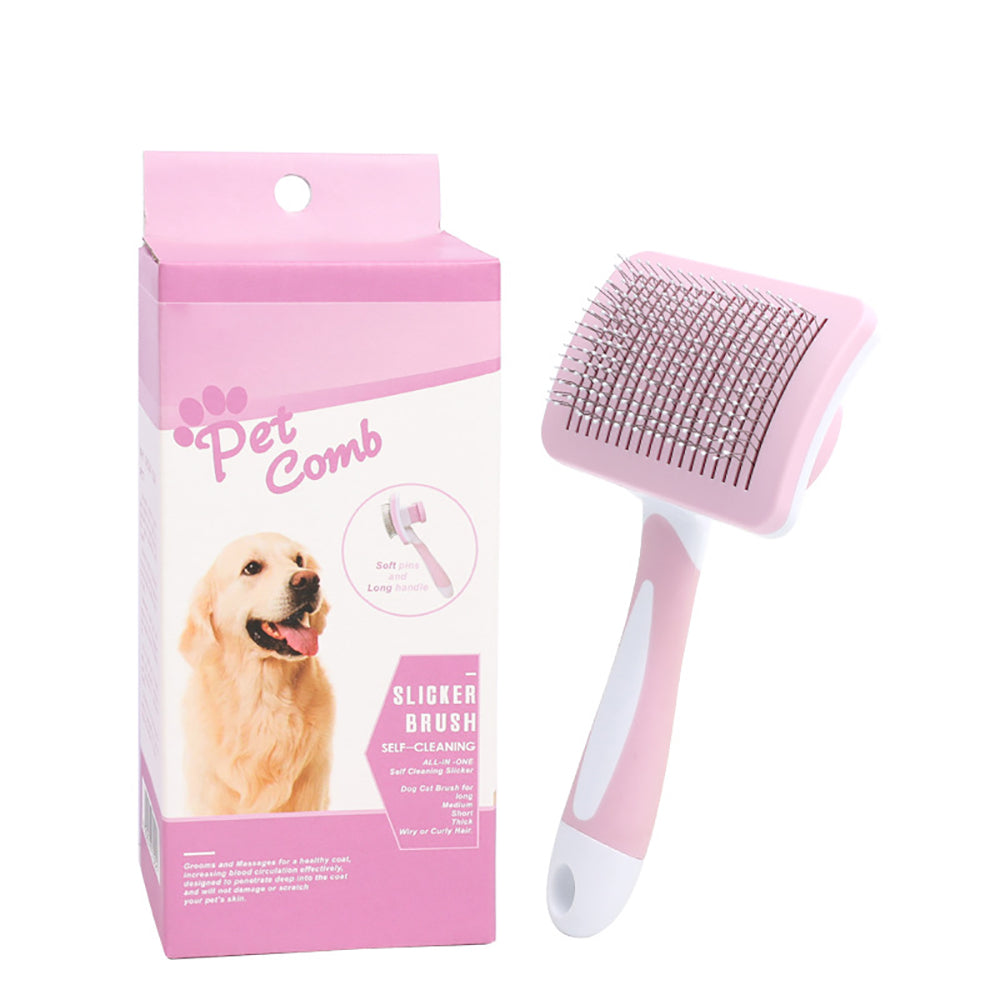 Self Cleaning Slicker Brush for Dogs, Cats Pets-One Click Cleaning Function-Gentle Effective Cat, Pet Dog Hair Remover-Dog Grooming Accessories for Small, Medium Large Dogs