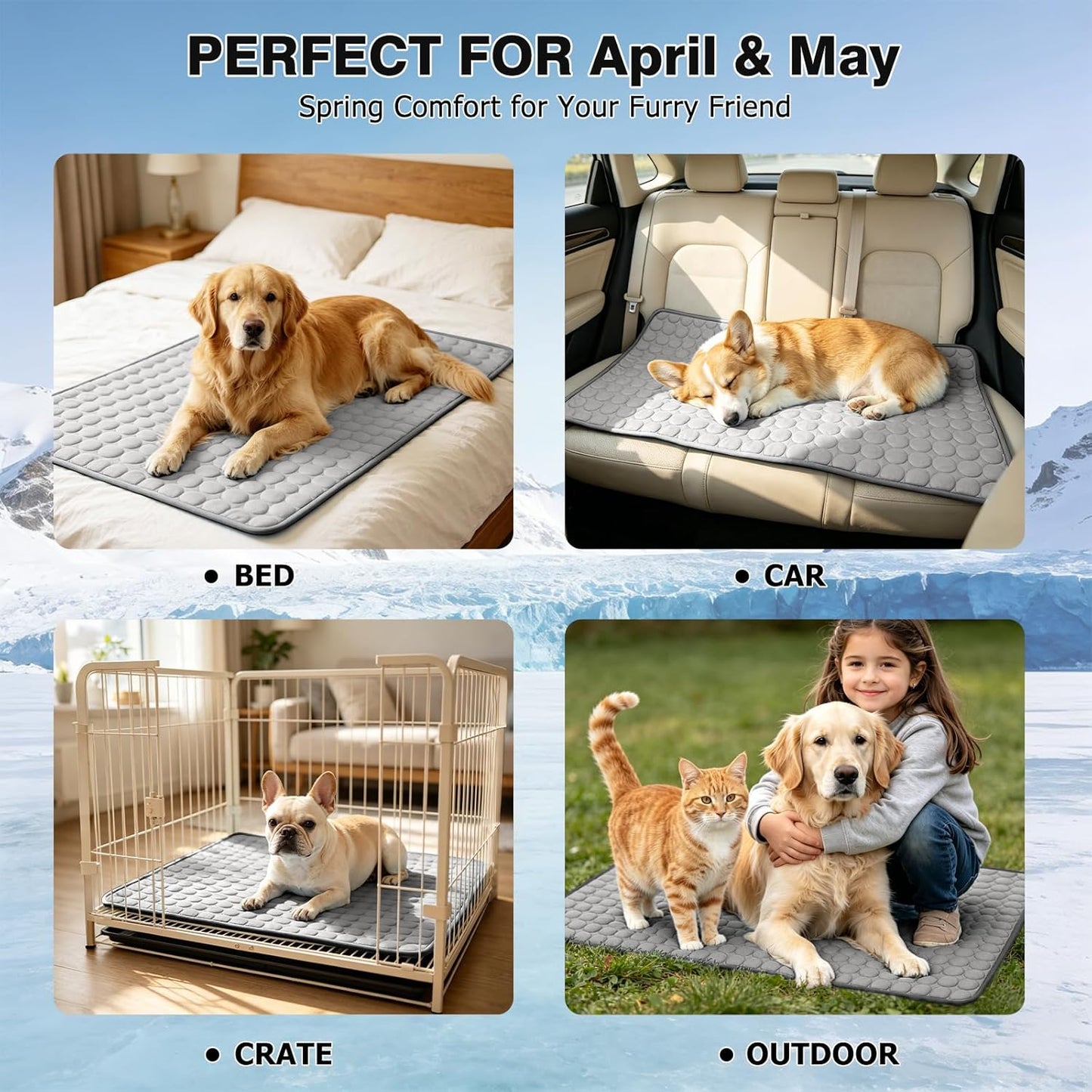 Pet Cooling Mat, X-Large, 3-4 Degree Cooler, No Water or Electricity Needed, Portable and Foldable, Safe for Dogs and Cats, Non-Irritating, Easy to Use, 3 Years Warranty | Arc-Chill Tech Washable & Non-Slip Cold Dog Bed Pad-For Pets Kennel, Crate, Sofa, Bed, Floor,Car Seats, Indoor & Outdoor Use
