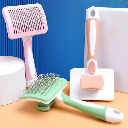 Self Cleaning Slicker Brush for Dogs, Cats Pets-One Click Cleaning Function-Gentle Effective Cat, Pet Dog Hair Remover-Dog Grooming Accessories for Small, Medium Large Dogs