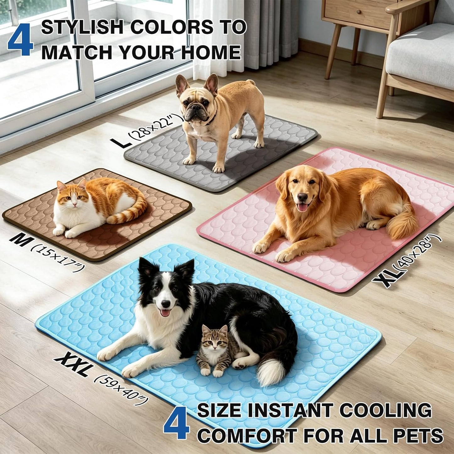 Pet Cooling Mat, X-Large, 3-4 Degree Cooler, No Water or Electricity Needed, Portable and Foldable, Safe for Dogs and Cats, Non-Irritating, Easy to Use, 3 Years Warranty | Arc-Chill Tech Washable & Non-Slip Cold Dog Bed Pad-For Pets Kennel, Crate, Sofa, Bed, Floor,Car Seats, Indoor & Outdoor Use