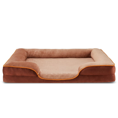 42"X32" Supportive Memory Foam Orthopedic Dog Bed, with Washable Removable Cover, Non-Slip Base, Waterproof, Brown