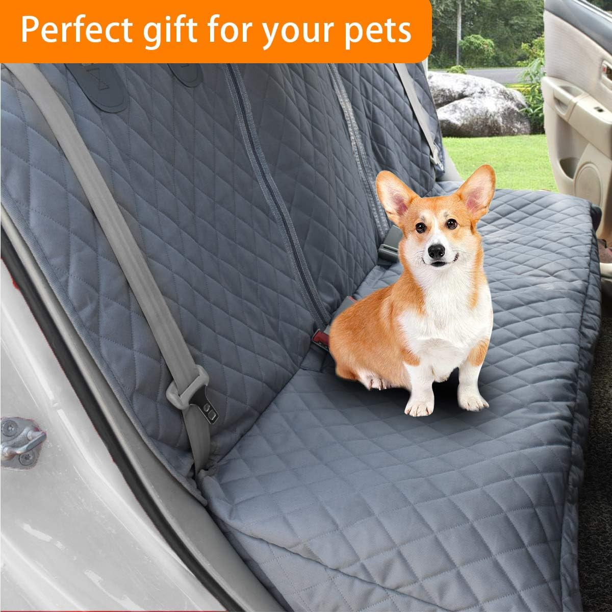 Honest Bench Dog Car Seat Covers with Side Flap,Dog Seat Cover for Cars, Trucks, and Suv'S - Waterproof & Nonslip Pet Seat Cover for Backseat